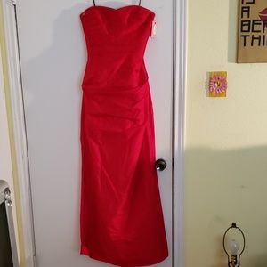 Red couture formal dress